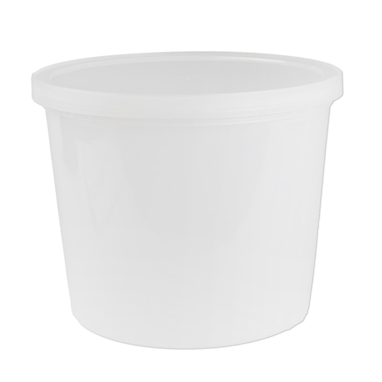64 oz. Natural LDPE Round Multi-Purpose Container with Snap-On Lid - Case of 50