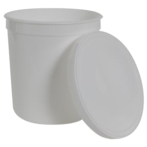 64 oz. White HDPE Round Multi-Purpose Container with Snap-On Lid - Case of 50