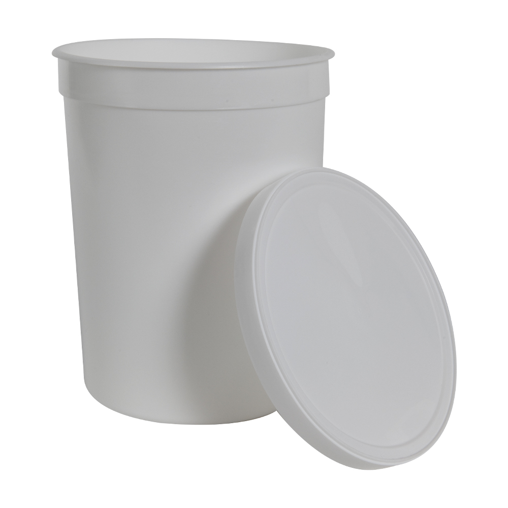 86 oz. White HDPE Round Multi-Purpose Container with Snap-On Lid