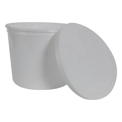 172 oz. White HDPE Round Multi-Purpose Container with Snap-On Lid - Case of 10