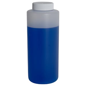 12 oz. Natural HDPE Wide Mouth Bottle with 38/400 White Ribbed Cap with F217 Liner