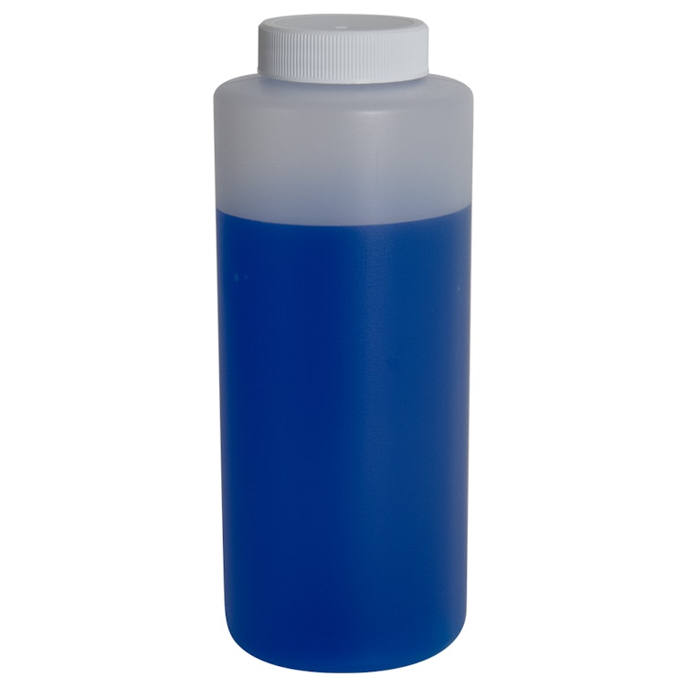 12 oz. Natural HDPE Wide Mouth Bottle with 38/400 White Ribbed Cap with F217 Liner