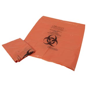 38" L x 47" W x 1.8 mil Thick Orange Polypropylene Dart Tear-Tested Autoclavable Biohazard Bag/Can Liner with Temperature Indicator Block - 10 Bags per Roll; 10 Rolls per Case