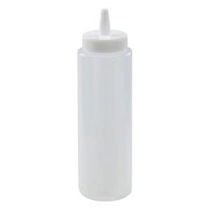 8 oz. Clear LDPE Round Squeeze Sauce Bottle with 38/400 Dispensing Cap - Package of 6