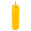 8 oz. Yellow LDPE Round Squeeze Sauce Bottle with 38/400 Dispensing Cap - Package of 6