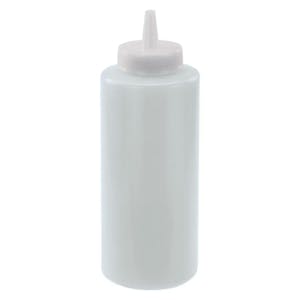 12 oz. Clear LDPE Round Squeeze Sauce Bottle with 38/400 Dispensing Cap - Package of 6