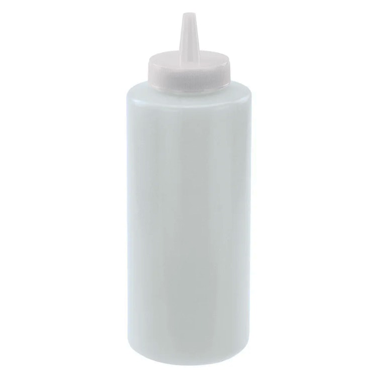 12 oz. Clear LDPE Round Squeeze Sauce Bottle with 38/400 Dispensing Cap - Package of 6