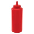 12 oz. Red LDPE Round Squeeze Sauce Bottle with 38/400 Dispensing Cap - Package of 6