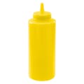 12 oz. Yellow LDPE Round Squeeze Sauce Bottle with 38/400 Dispensing Cap - Package of 6