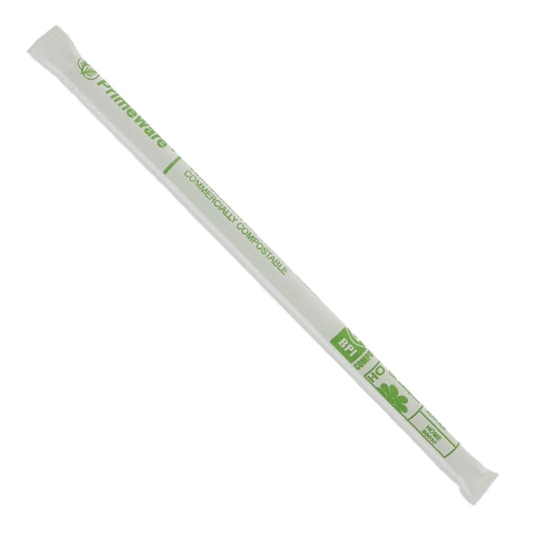 8-1/4" Eco-Friendly Giant Clear Cellulosic Straw, Individually Wrapped - Box of 300