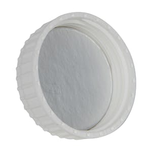 63mm White Polypropylene Rieke® Cap with Foil Heat Induction Seal Liner