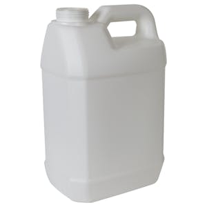 2-1/2 Gallon White HDPE UN Rated F-Style Jug with 63mm White Rieke® Cap with Foil Heat Induction Seal Liner