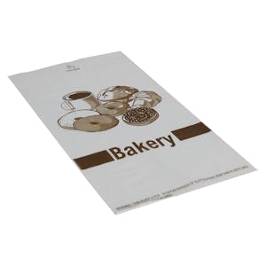 6 lb. HDPE Printed Bakery Bags - 6" W x 12" L + 4" BG x 1 mil Thick (Case of 1000)