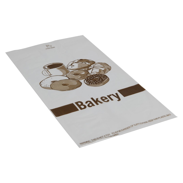 6 lb. HDPE Printed Bakery Bags - 6" W x 12" L + 4" BG x 1 mil Thick (Case of 1000)