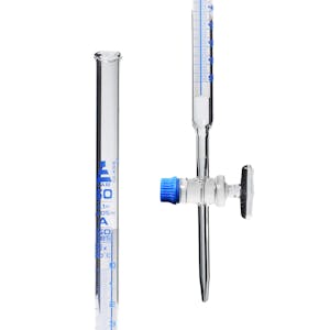 50mL Borosilicate Glass 3.3 Burette with Schellbach Stripe & PTFE Stopcock - Class A