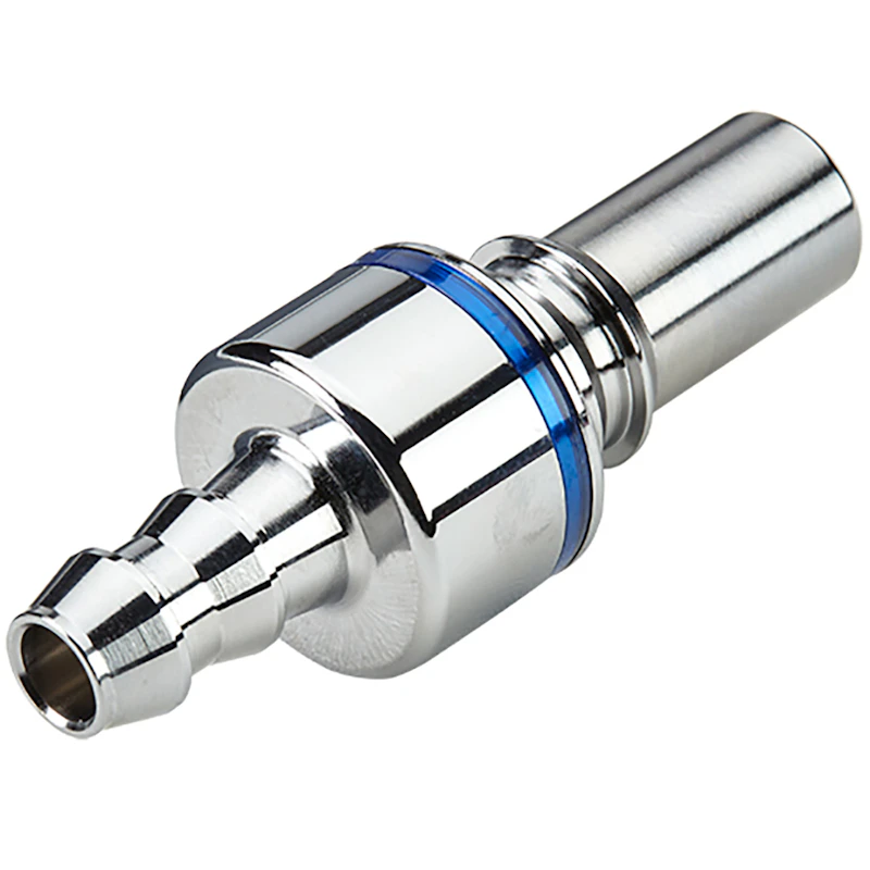 3/8" Hose Barb LQ4 Chrome-Plated Brass Locking Valved Insert - Blue (Body Sold Separately)