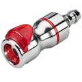 3/8" In-Line Hose Barb LQ6 Chrome-Plated Brass Locking Valved Body - Red (Insert Sold Separately)