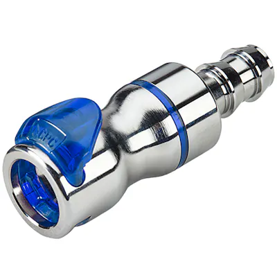 1/2" In-Line Hose Barb LQ6 Chrome-Plated Brass Locking Valved Body - Blue (Insert Sold Separately)