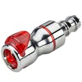 1/2" In-Line Hose Barb LQ6 Chrome-Plated Brass Locking Valved Body - Red (Insert Sold Separately)