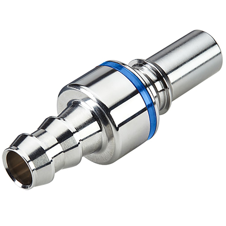 3/8" In-Line Hose Barb LQ6 Chrome-Plated Brass Locking Valved Insert - Blue (Body Sold Separately)
