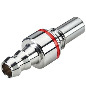 3/8" In-Line Hose Barb LQ6 Chrome-Plated Brass Locking Valved Insert - Red (Body Sold Separately)