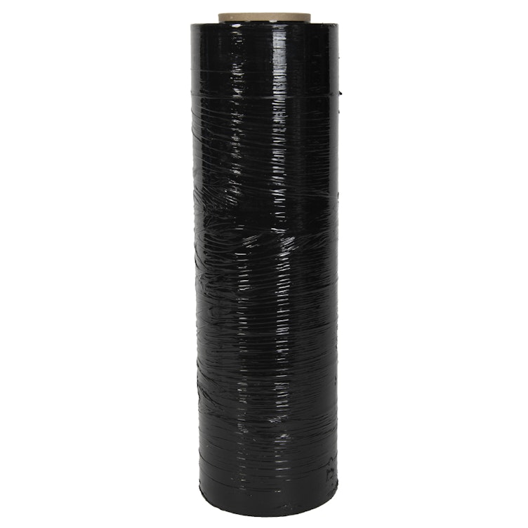 15" W x 1500' L x 80 Gauge Thick Black LLDPE SecuriWrap Hand Stretch Wrap - Case of 4