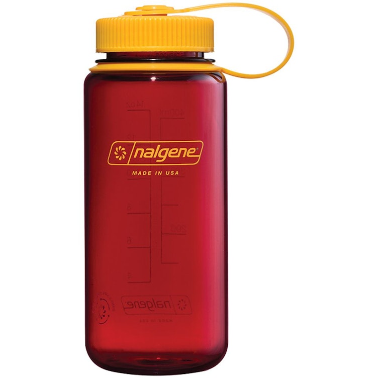 16 oz. Laker Red Wide Mouth Nalgene® Sustain Bottle with Golden Yellow Cap & Loop