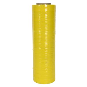 18" W x 1500' L x 80 Gauge Thick Yellow LLDPE Hand Stretch Wrap - Case of 4