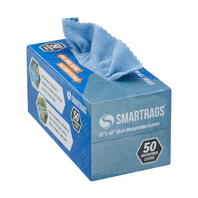 12" L x 12" W Blue SmartRags® Microfiber Cloths - Box of 50