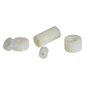 0.188" OD x 0.25" L Natural Nylon Spacer for #4 Screw Size - Package of 100