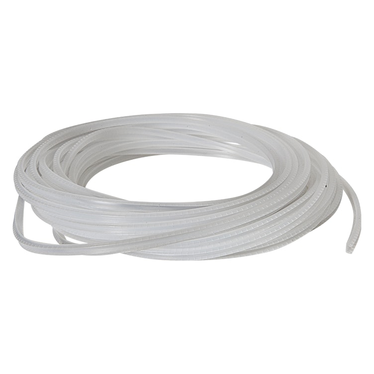 0.156" Opening Width Extruded Natural Polyethylene Gromstrip with Continuous Serrations for Panels 0.106" to 0.164" Thick - 50' Roll