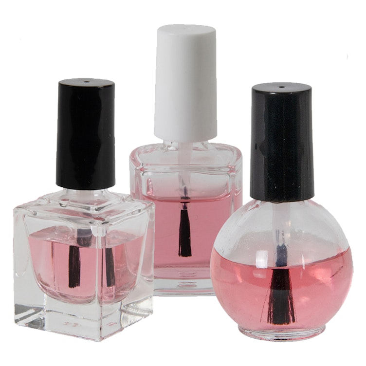 Glass Nail Polish Bottles with Caps & Brushes
