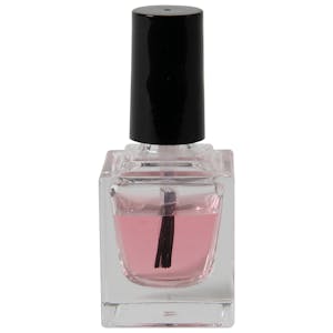 1/4 oz. Clear Square Glass Bottle with 13/415 Black Torino Cap & Flat Lacquer Brush Insert with S Core