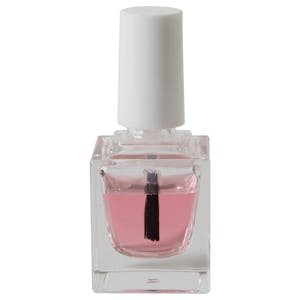 1/4 oz. Clear Square Glass Bottle with 13/415 White Torino Cap & Flat Lacquer Brush Insert with S Core