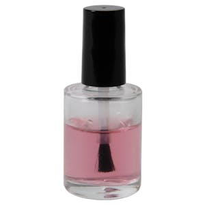 1/2 oz. Clear Stubby Cylinder Glass Bottle with 13/415 Black Torino Cap & Flat Lacquer Brush Insert with S Core