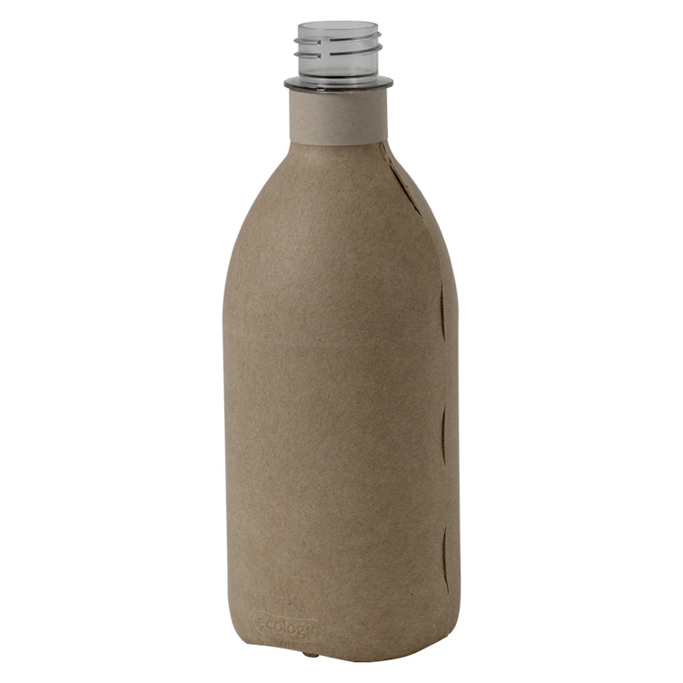 16 oz. Eco.Bottle® Round Hybrid Clear PET Bottle & Kraft Fiber Shell with 28/410 Neck (Cap Sold Separately)