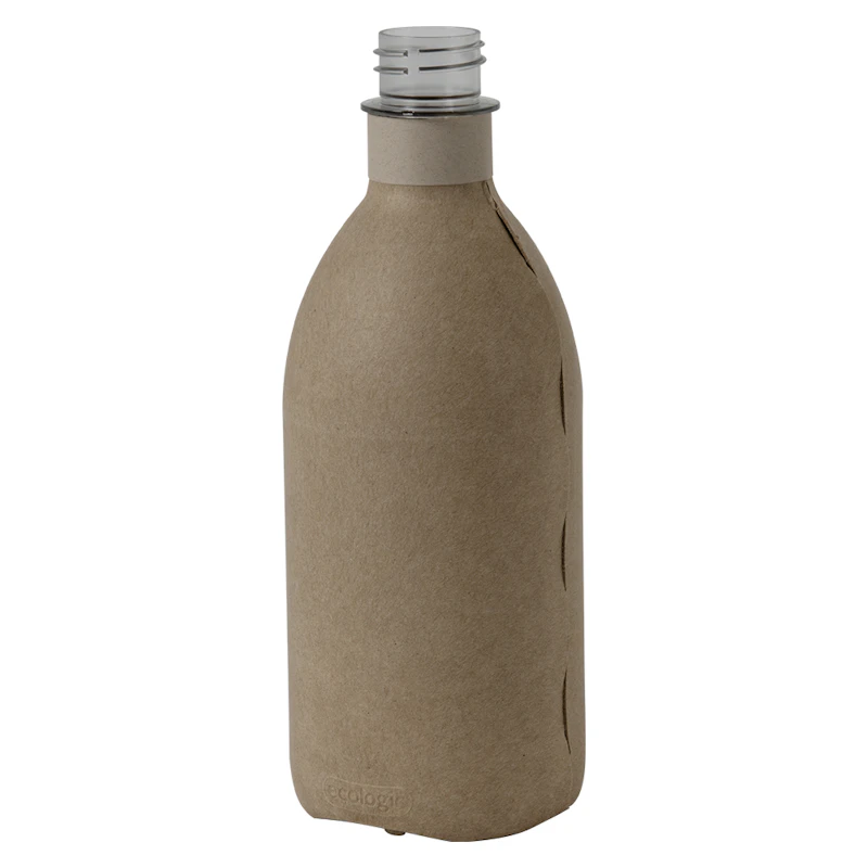 16 oz. Eco.Bottle® Round Hybrid Clear PET Bottle & Kraft Fiber Shell with 28/410 Neck (Cap Sold Separately)