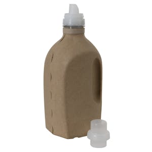 50 oz. Eco.Bottle® Oblong Hybrid Clear PET Bottle & Kraft Fiber Shell w/Grip Handle & 43mm Natural Polypropylene Laundry Spout Cap with Overcap