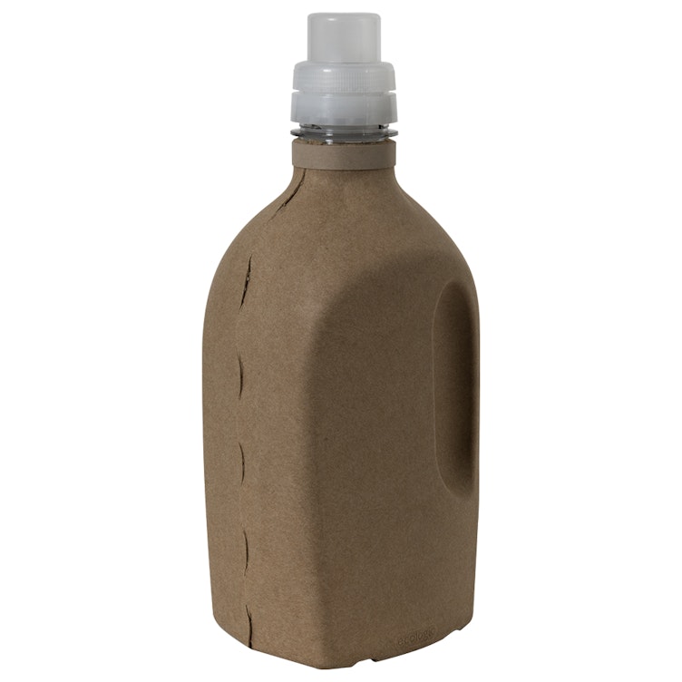 50 oz. Eco.Bottle® Oblong Hybrid Clear PET Bottle & Kraft Fiber Shell w/Grip Handle & 43mm Natural Polypropylene Laundry Spout Cap with Overcap