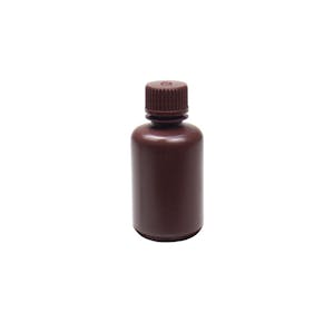 60mL Narrow Mouth Amber HDPE Reagent Bottle with 20/415 Cap - Pack of 72