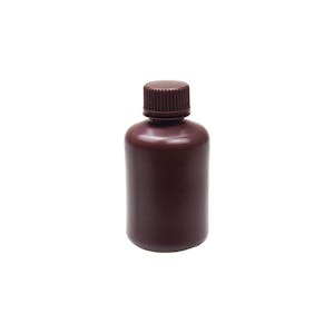 125mL Narrow Mouth Amber HDPE Reagent Bottle with 24/415 Cap - Pack of 12