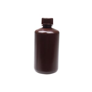 250mL Narrow Mouth Amber HDPE Reagent Bottle with 24/415 Polypropylene Cap - Package of 12