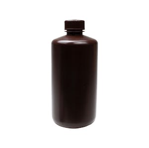 500mL Narrow Mouth Amber HDPE Reagent Bottle with 28/415 Cap - Pack of 12