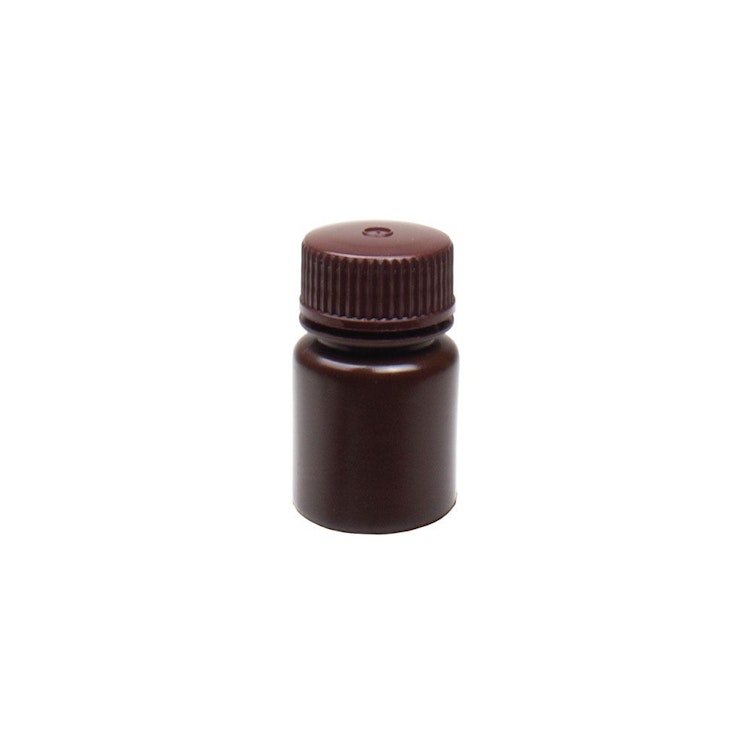 30mL Wide Mouth Amber HDPE Reagent Bottle with 28/415 Polypropylene Cap - Package of 72