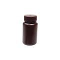 125mL Wide Mouth Amber HDPE Reagent Bottle with 38/415 Polypropylene Cap - Package of 12