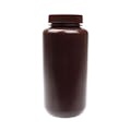 1000mL Wide Mouth Amber HDPE Reagent Bottle with 63/430 Polypropylene Cap - Package of 6