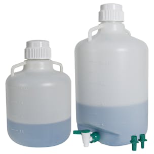 Autoclavable Round Polypropylene Carboys with White Caps