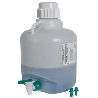 2-1/2 Gallon (10 Liter) Natural Polypropylene Autoclavable Round Carboy with 67mm White Screw Cap & Green & White Spigot