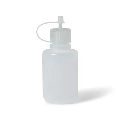60mL (2 oz.) Natural LDPE Round Bottle with 20/415 Natural Drop Dispensing Spout Cap & Tethered Cover Cap - Case of 12
