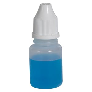 7mL (0.25 oz.) Natural LDPE Cylindrical Bottle with 13/415 Natural Dropper Tip & White Cap - Case of 12